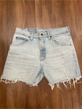 Wrangler Light Blue Frayed Hem Denim Shorts
